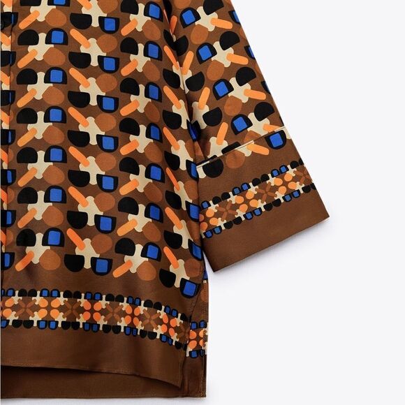 ZARA PRINTED BAND COLLAR SHIRT - Picture 8 of 8